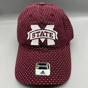 Mississippi State Bulldogs Hat Women Red Polka Dot‎ Adidas Strap Back Cap New